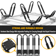 Load image into Gallery viewer, 2 Pair Steel Kayak Carrier J Shape Roof Rack Top Mounting Set
