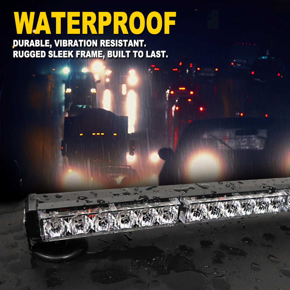 FOXCID Red Blue 26 54 LED Emergency Warning Security Roof Top Flash Strobe  Light Bar with Magnetic Base, for Plow or Tow Truck Construction Vehicle